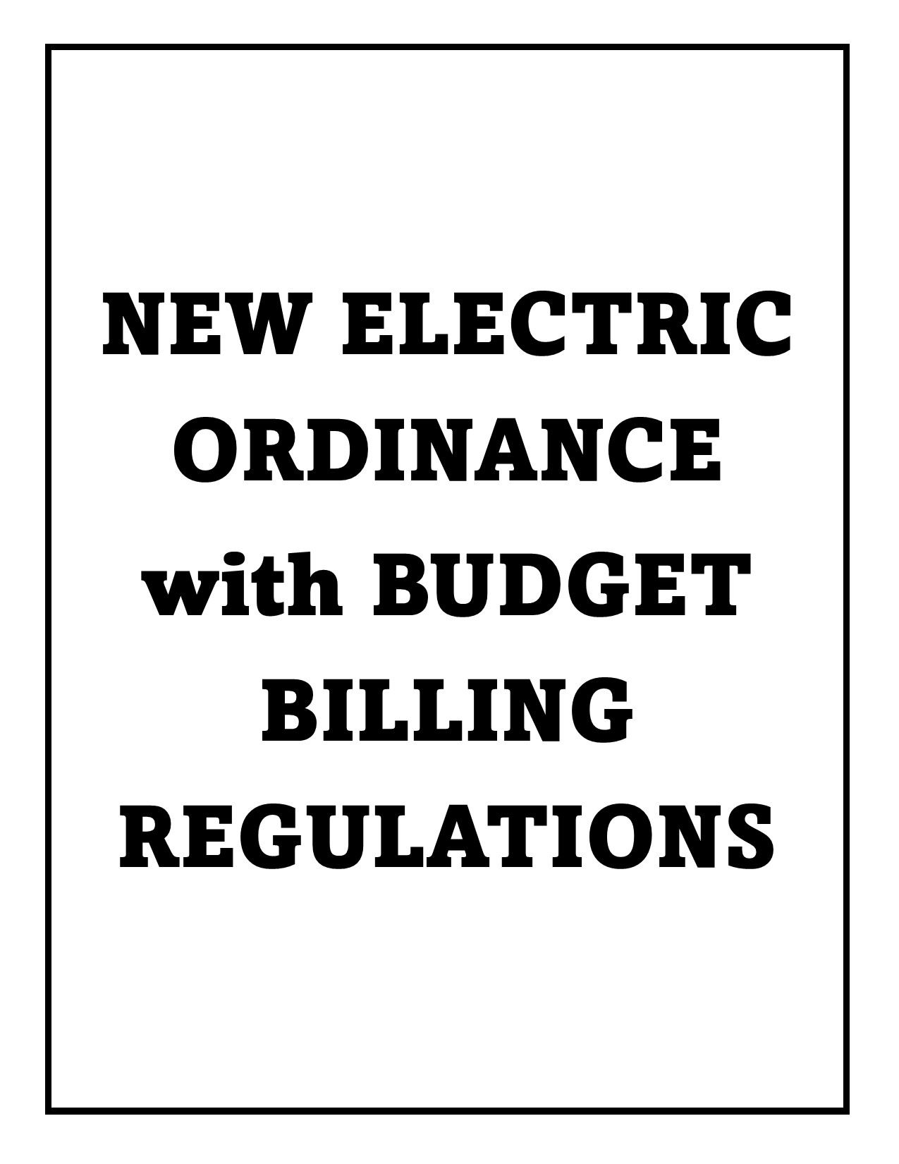 NEW ELECTRIC ORDINANCE