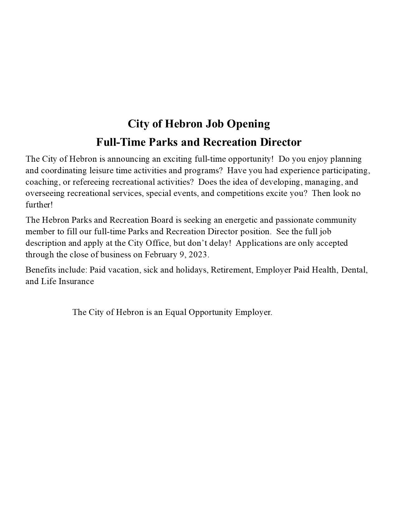 park job posting web